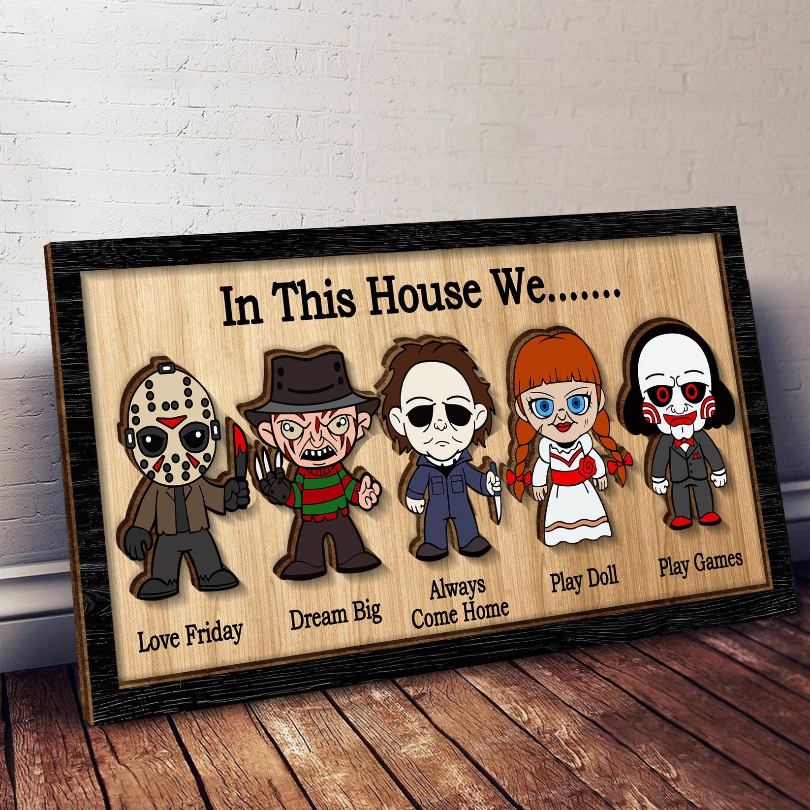 In This House We Horror Halloween 2 Layered Frame Wood Sign – SOWOOD