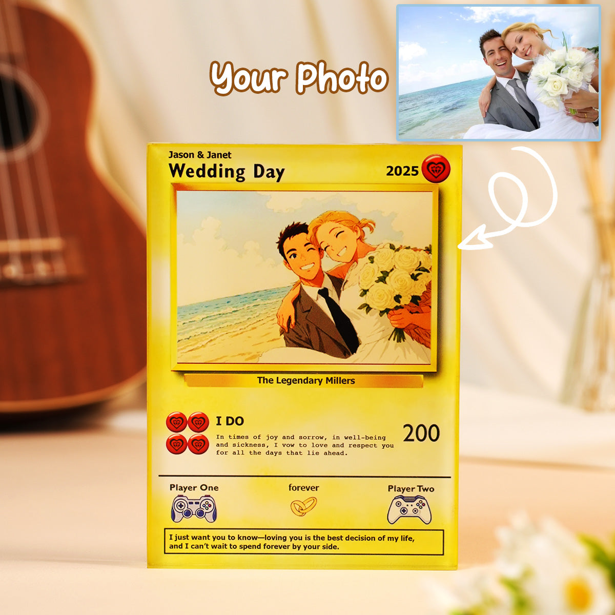 Personalized Wedding Pokemon Acrylic Plaque Card, Gift For Wife, Husba SOWOOD Personalized Wedding Pokemon Acrylic Plaque Card, Gift For Wife, Husba SOWOOD