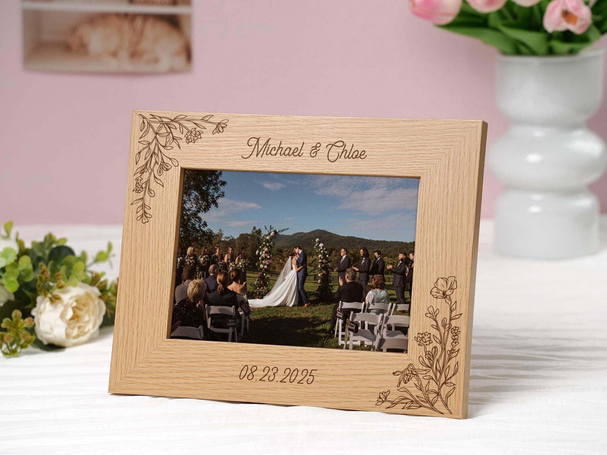 Personalized Wedding Photo Frame,Custom Engraved Picture Frame,Photo Frame Gift For Couples