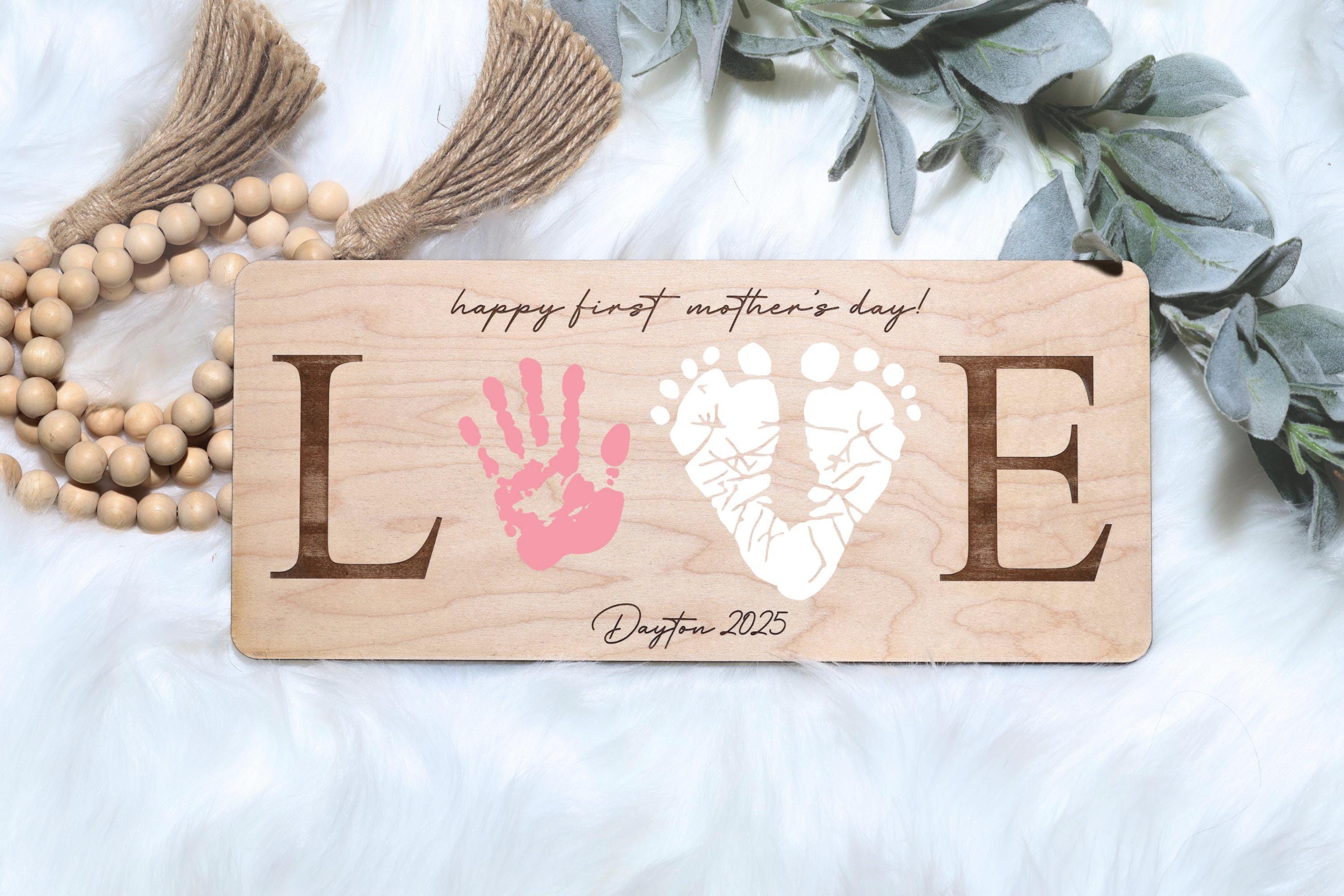 First Mother's Day Keepsake, Mother's Day Handprint, Baby's First Mother's Day Footprint Art
