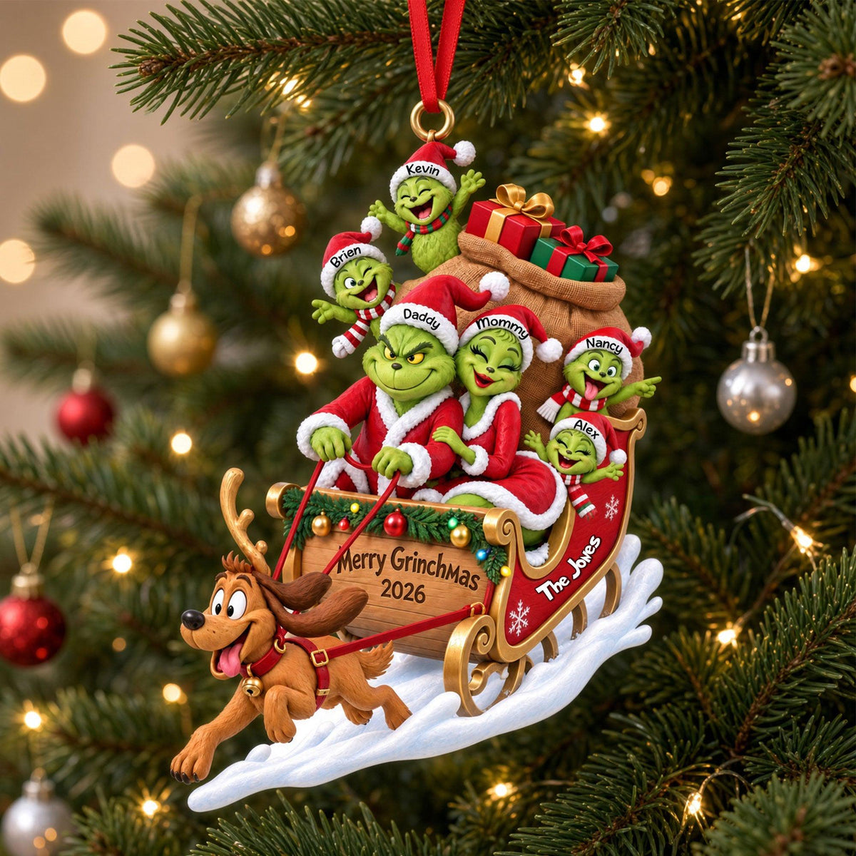 Personalized Grinch Family Christmas Ornament | Custom Names