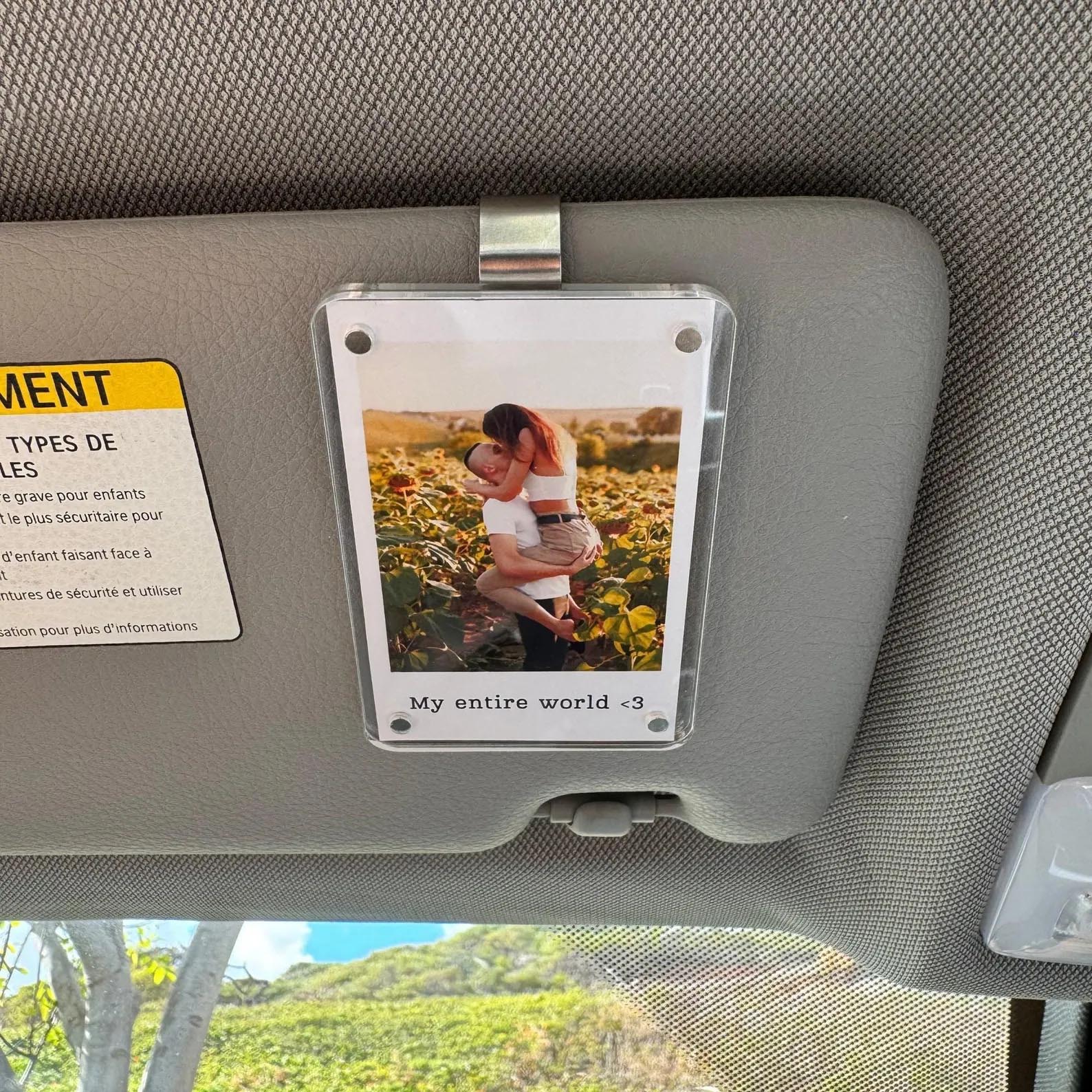 Custom Photo Car Visor Clip, Romantic Drive Safe Gift, Unique Couples Keepsake, Car Photo Frame