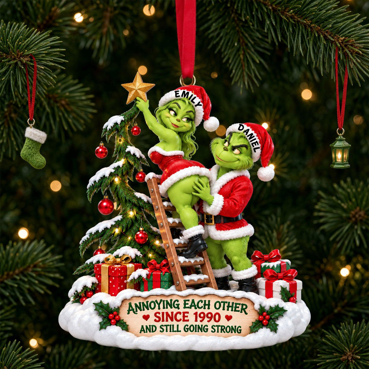 Personalized Grinch Christmas Ornament | Custom Name Gift