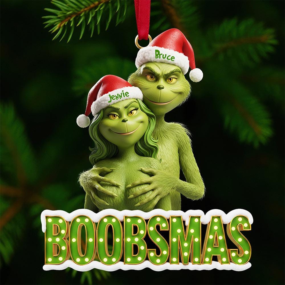 Personalized Grinch Couple Christmas Ornament, Custom Names Spicy Funny Couple Gift, Romantic Merry Grinchmas Tree Decoration