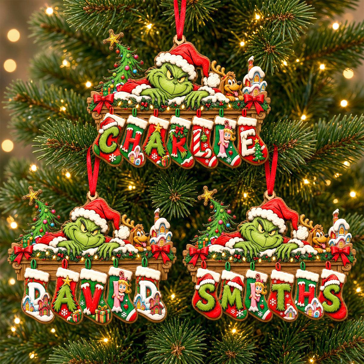 Personalized Grinch Name Ornament | Grinch Inspired Christmas Ornament | Holiday Tree Decor