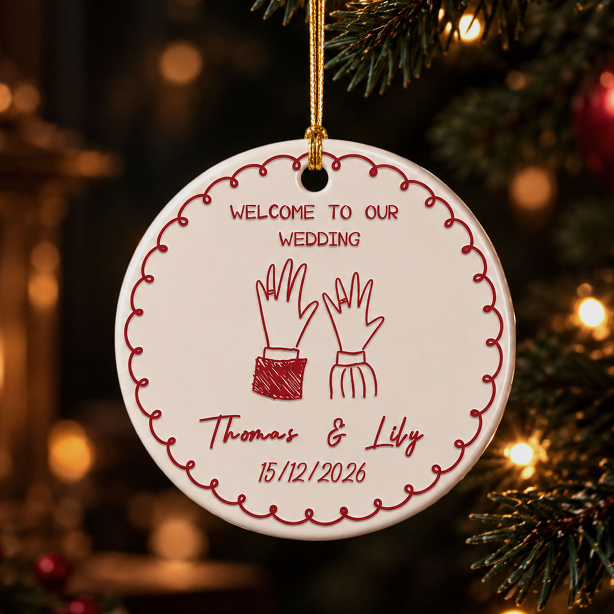 Personalized Engaged Couple 3D Relief Ornament