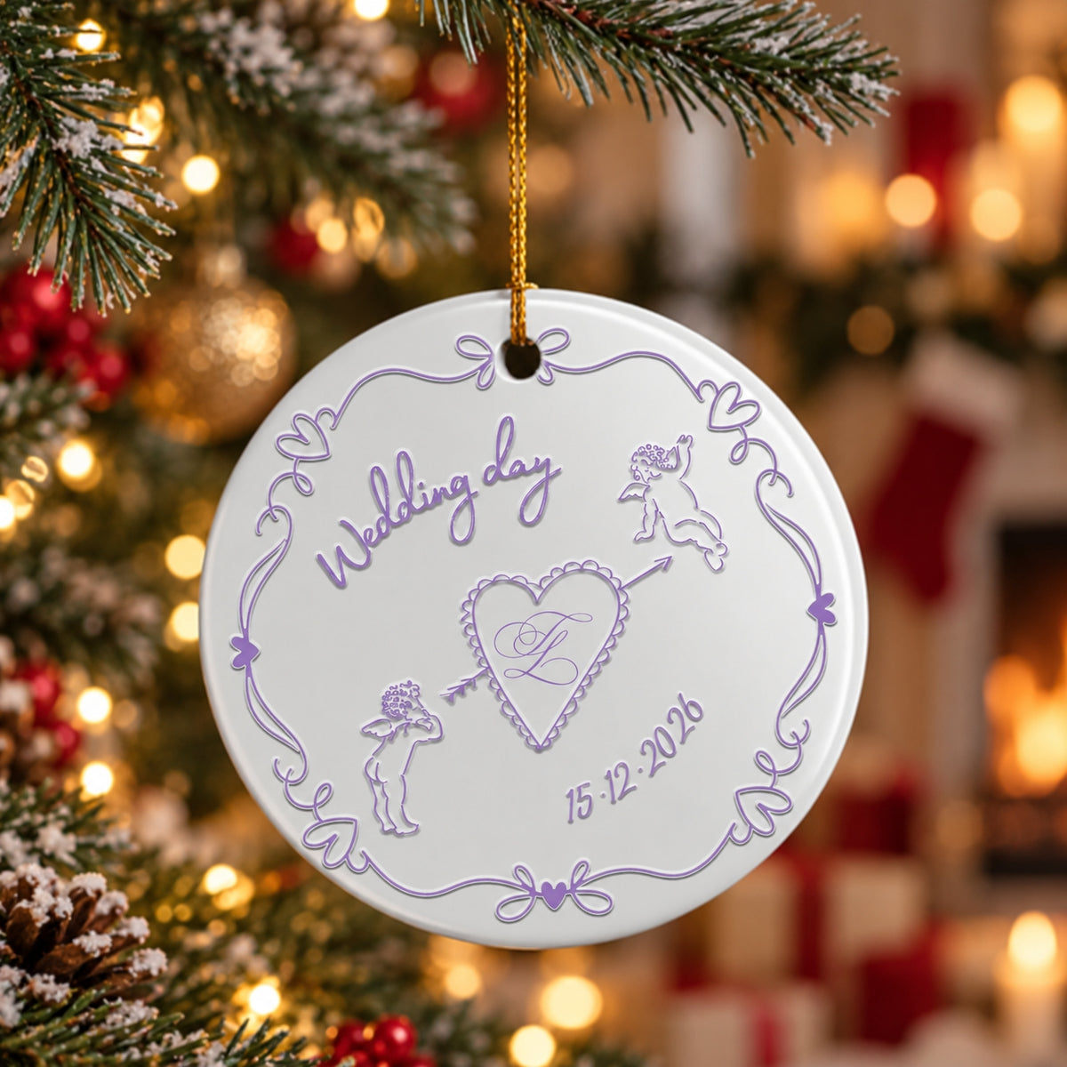 Personalized Engaged Couple 3D Relief Ornament