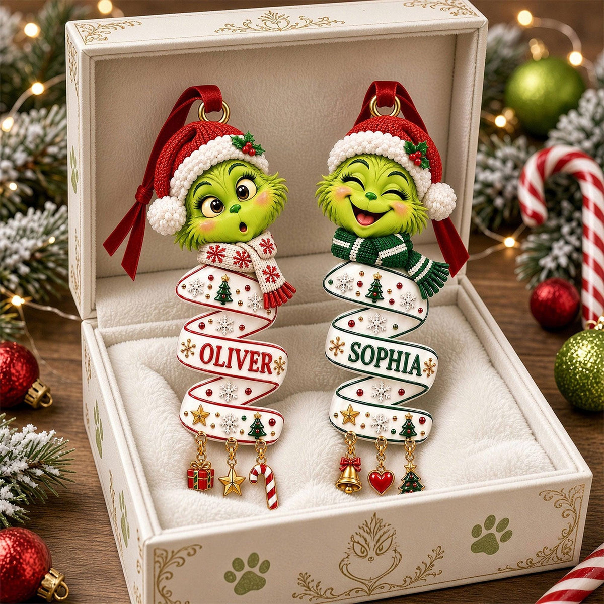 Personalized Grinch Family Christmas Ornament, Custom Names Christmas Tree Ornament, Family Holiday Keepsake (Copy) (Copy)