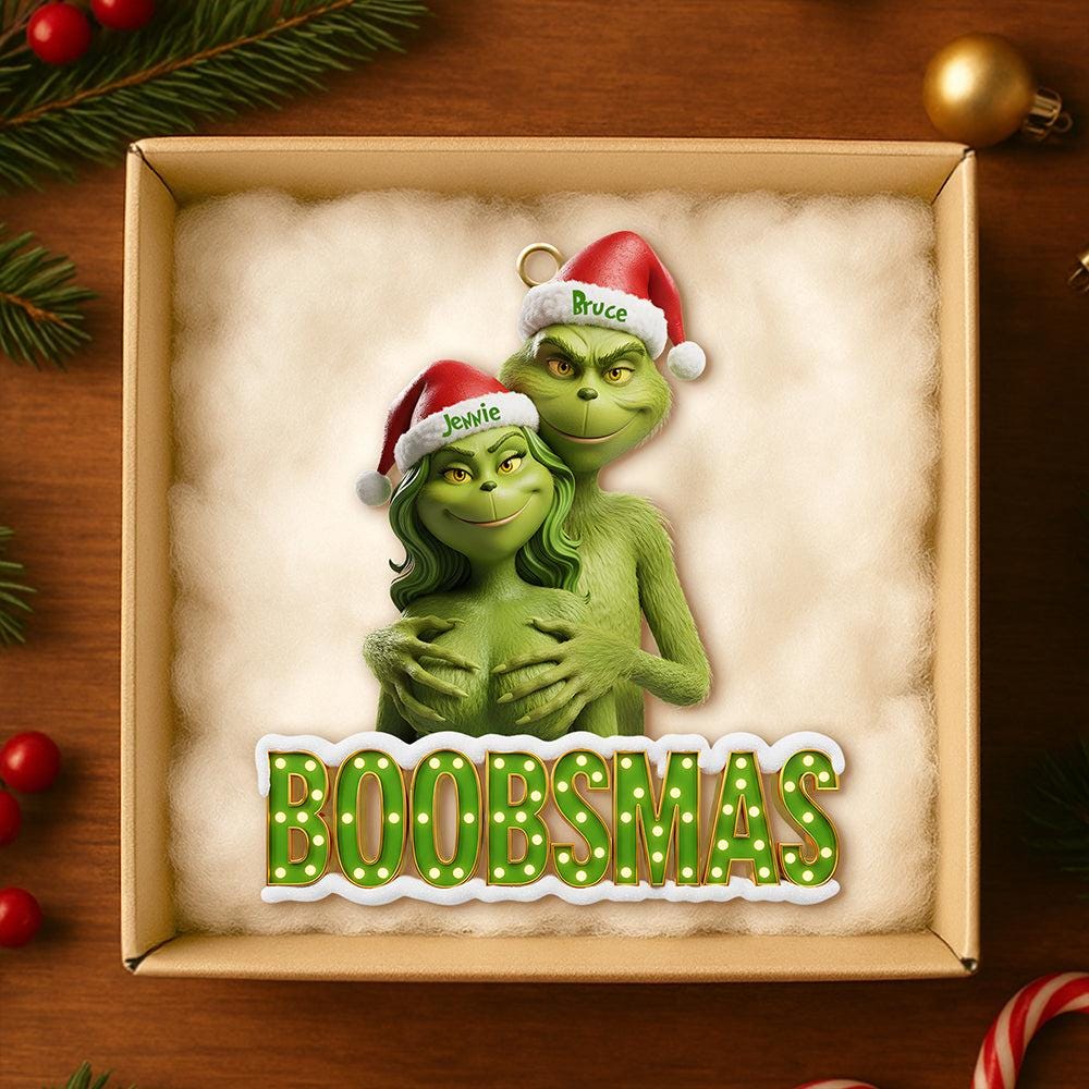 Personalized Grinch Couple Christmas Ornament, Custom Names Spicy Funny Couple Gift, Romantic Merry Grinchmas Tree Decoration