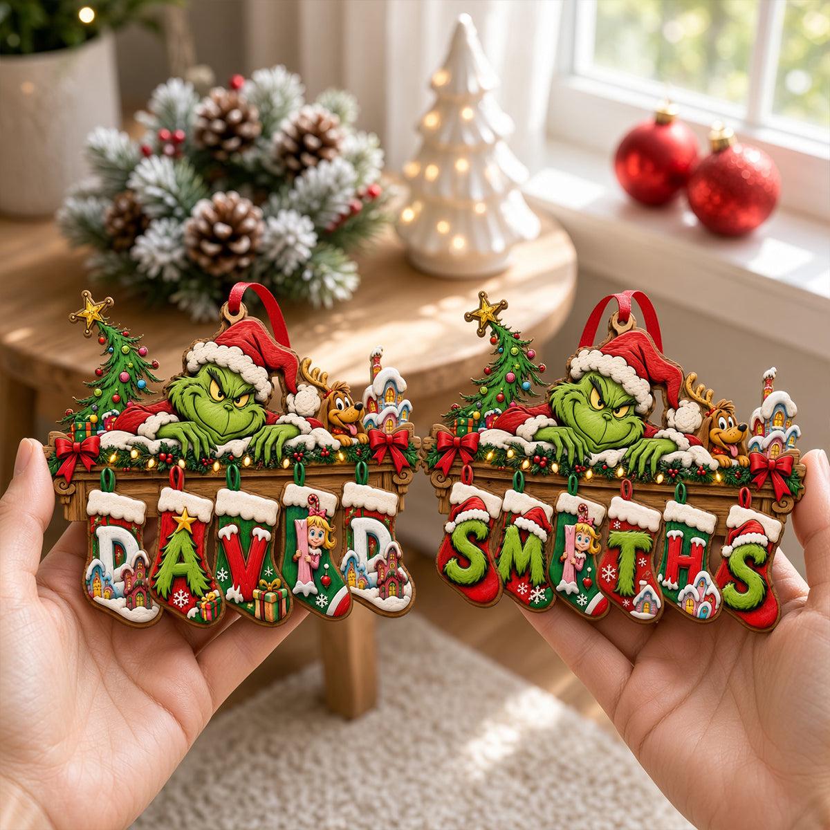 Personalized Grinch Name Ornament | Grinch Inspired Christmas Ornament | Holiday Tree Decor