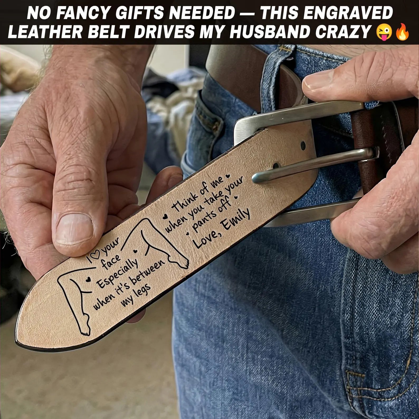 Custom Engraved Leather Belt, Anniversary Gift For Boyfriend or Husband