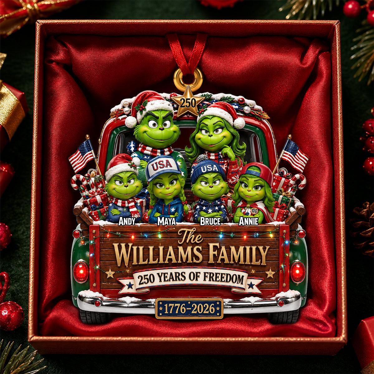 Personalized Family Christmas Ornament, USA 250th Anniversary 1776-2026, Custom Family Names Holiday Gift