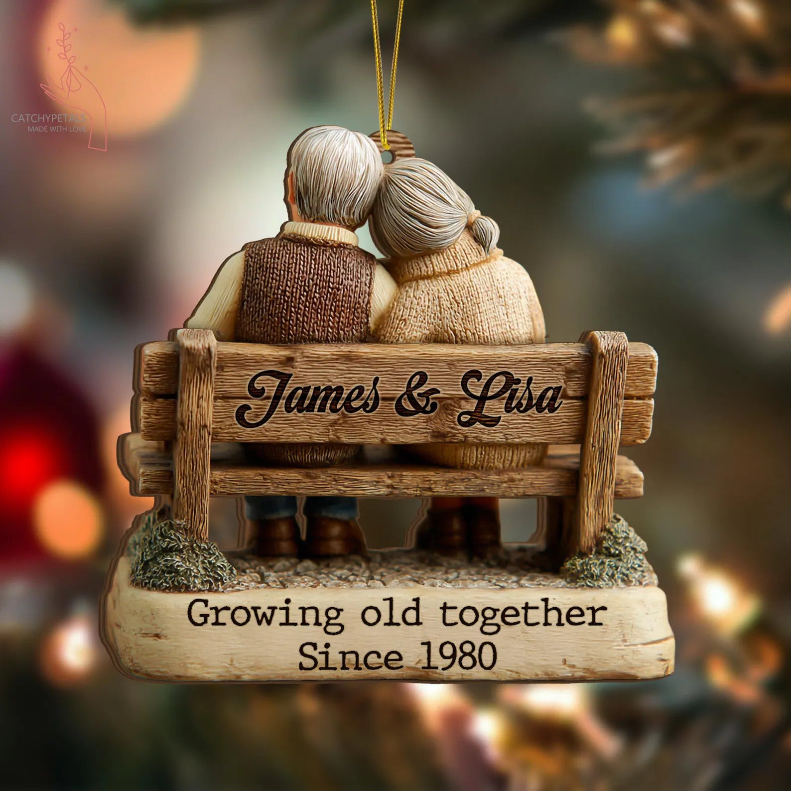 Growing Old Together Wooden Ornament, Anniversary Gift For Him, Gift For Parents, Grandparents Gift