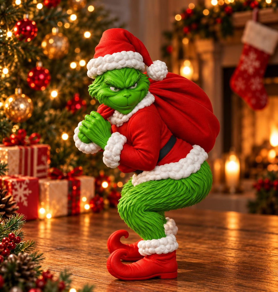 Funny Grinch Santa Butt Figurine | Cheeky Christmas Decor