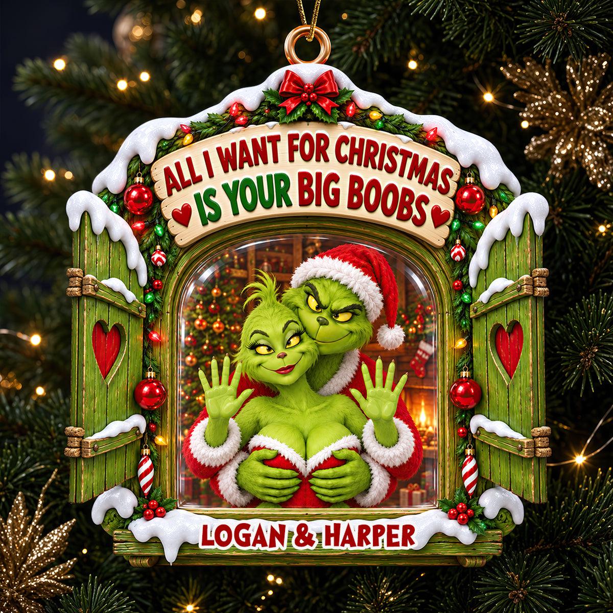 Personalized Grinch Christmas Ornament, Custom Name Gift