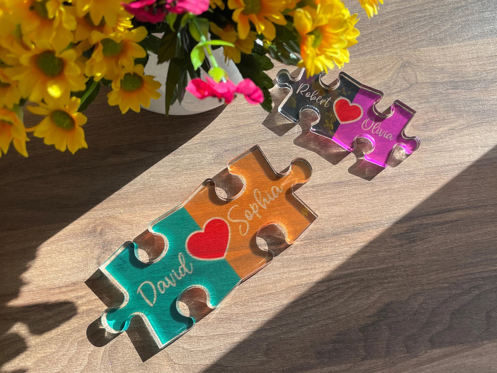 Puzzle Name Sign for Couples Christmas, Romantic Gift for Him Her, Personalized Love Keepsake