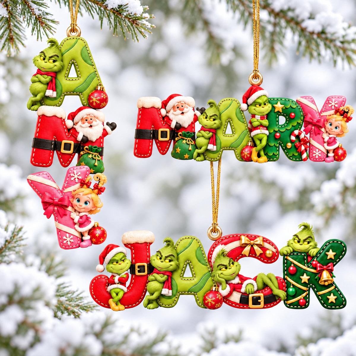 Personalized Grinch Name Ornament | Grinch Inspired Christmas Ornament | Holiday Tree Decor