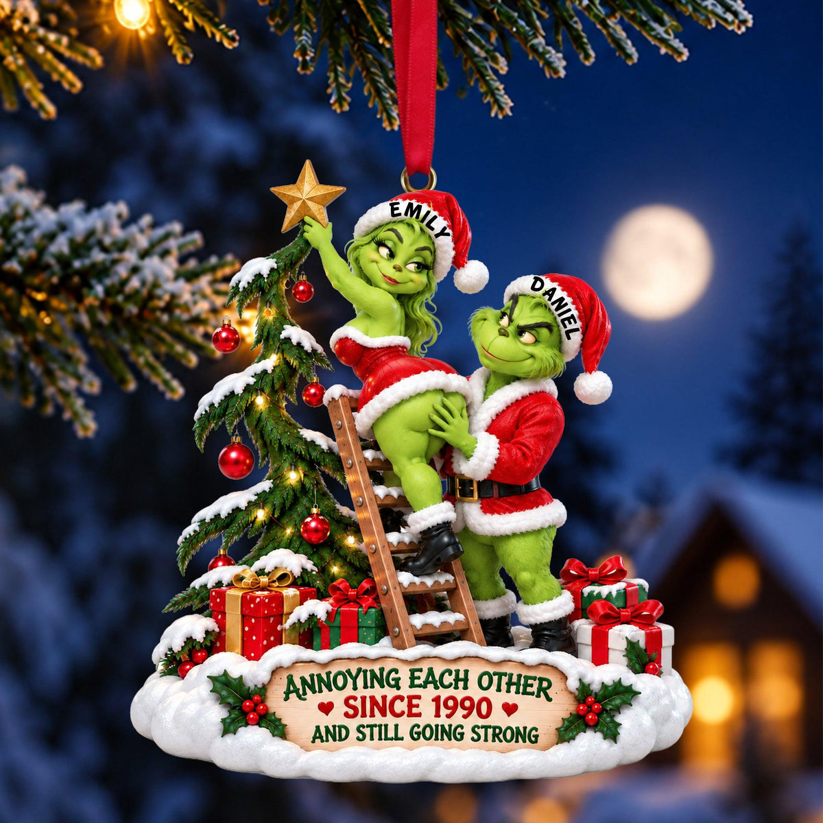 Personalized Grinch Christmas Ornament | Custom Name Gift