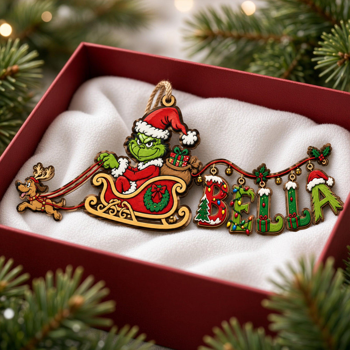 Personalized Grinch Name Ornament | Grinch Inspired Christmas Ornament | Holiday Tree Decor