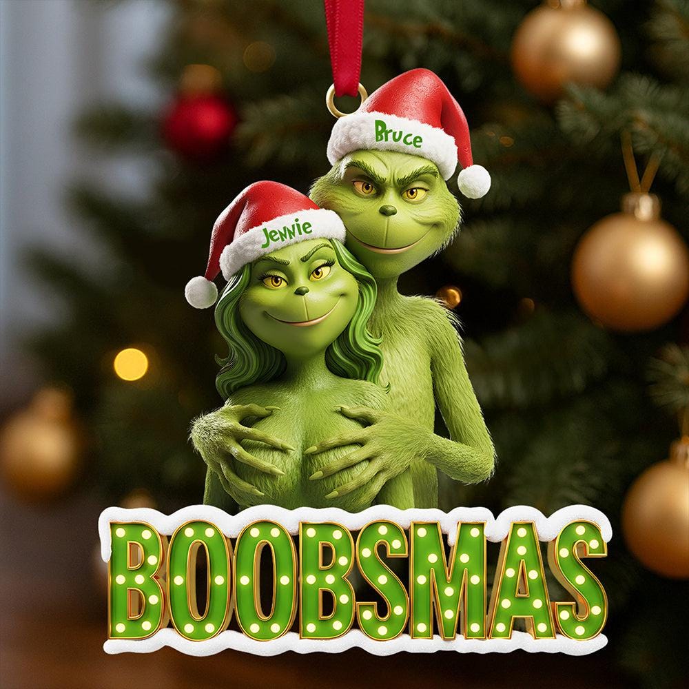 Personalized Grinch Couple Christmas Ornament, Custom Names Spicy Funny Couple Gift, Romantic Merry Grinchmas Tree Decoration