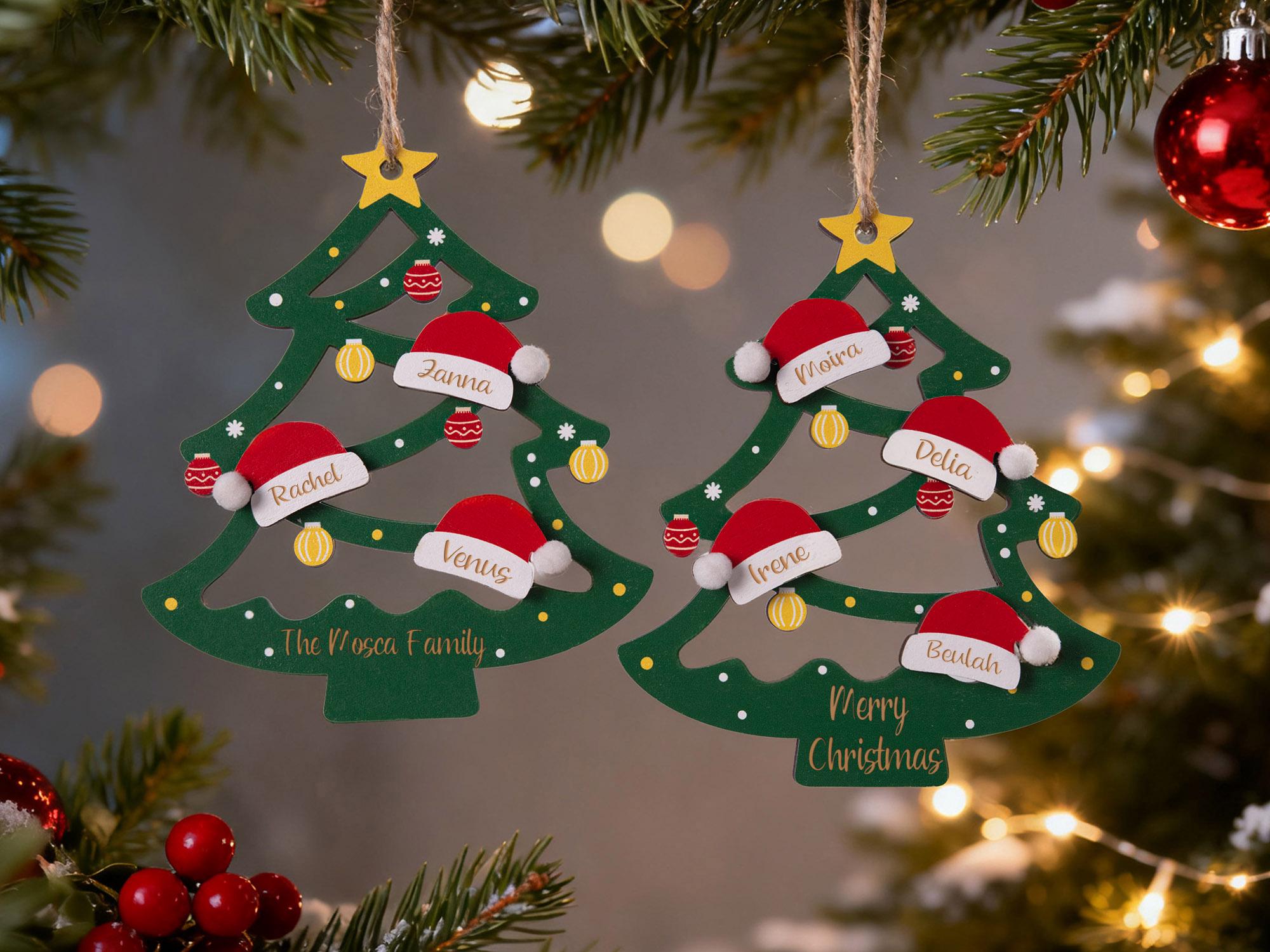 2025 Christmas Ornament, Custom Wooden Family Christmas Tree Ornament, Engraved Ornament, Family Christmas Gift