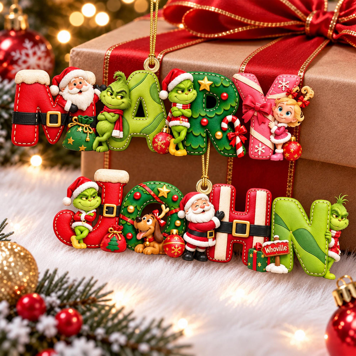 Personalized Grinch Name Ornament | Grinch Inspired Christmas Ornament | Holiday Tree Decor
