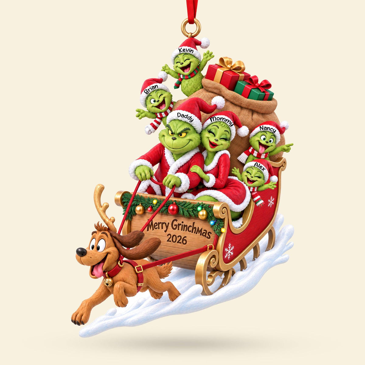 Personalized Grinch Family Christmas Ornament | Custom Names