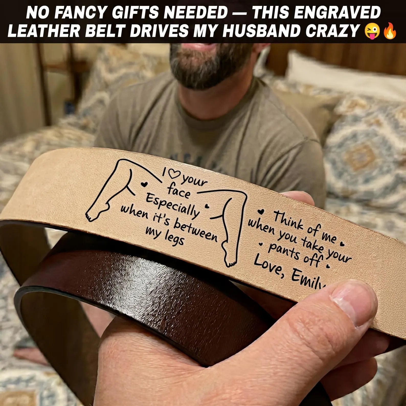 Custom Engraved Leather Belt, Anniversary Gift For Boyfriend or Husband