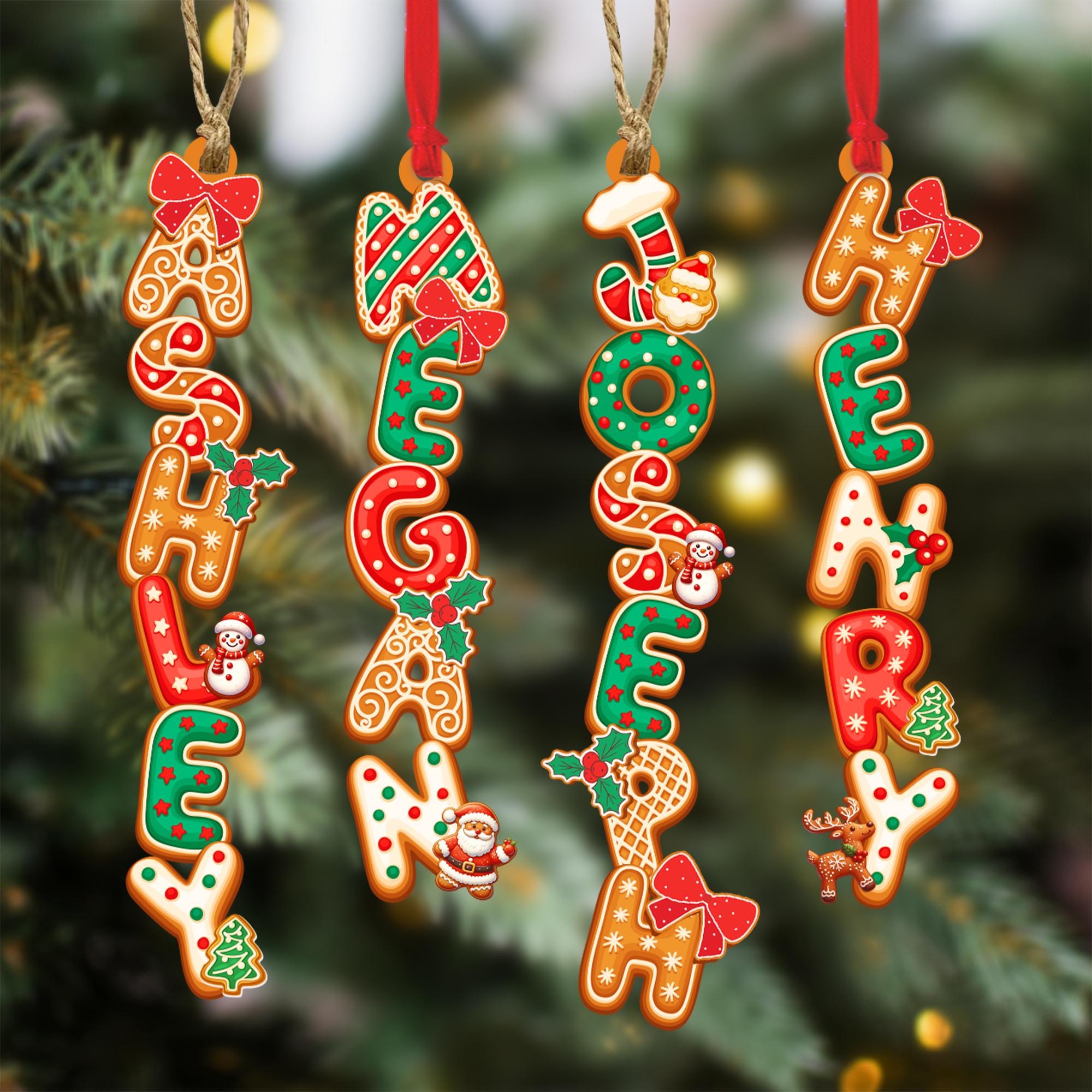 Personalized Gingerbread Letter Ornament: Custom Kids Name Ornament, Gingerbread Alphabet Ornament, Christmas Stocking Name Tags for Family