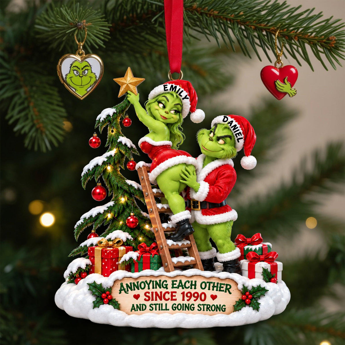 Personalized Grinch Christmas Ornament | Custom Name Gift