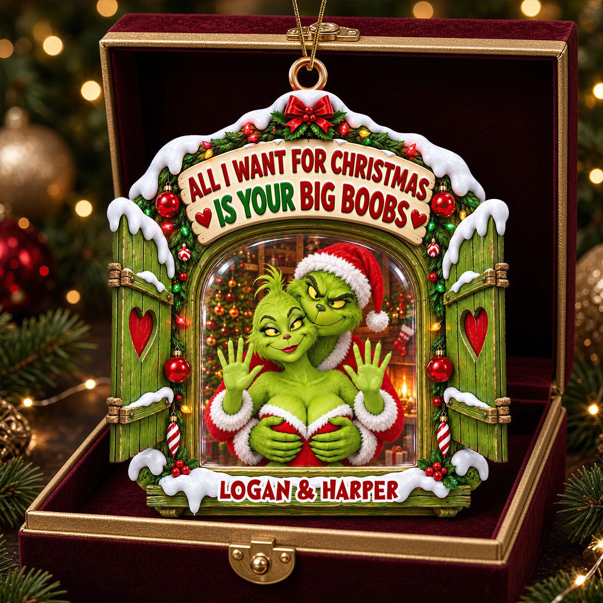 Personalized Grinch Christmas Ornament, Custom Name Gift