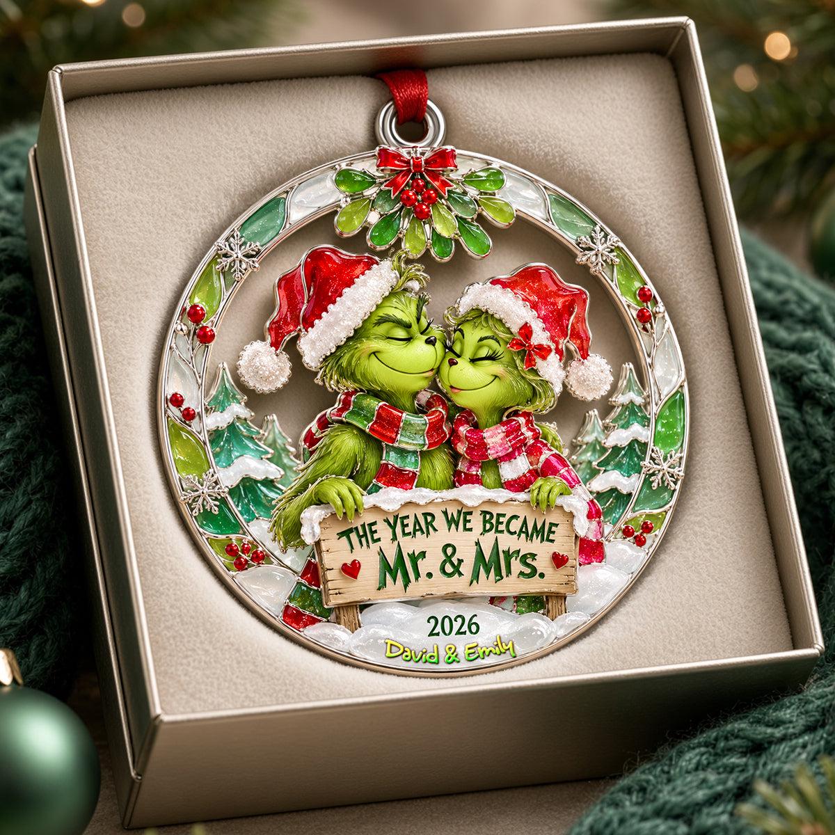 Personalized Grinch Couple Christmas Ornament | Custom Names Spicy Funny Couple Gift | Romantic Merry Grinchmas Tree Decoration