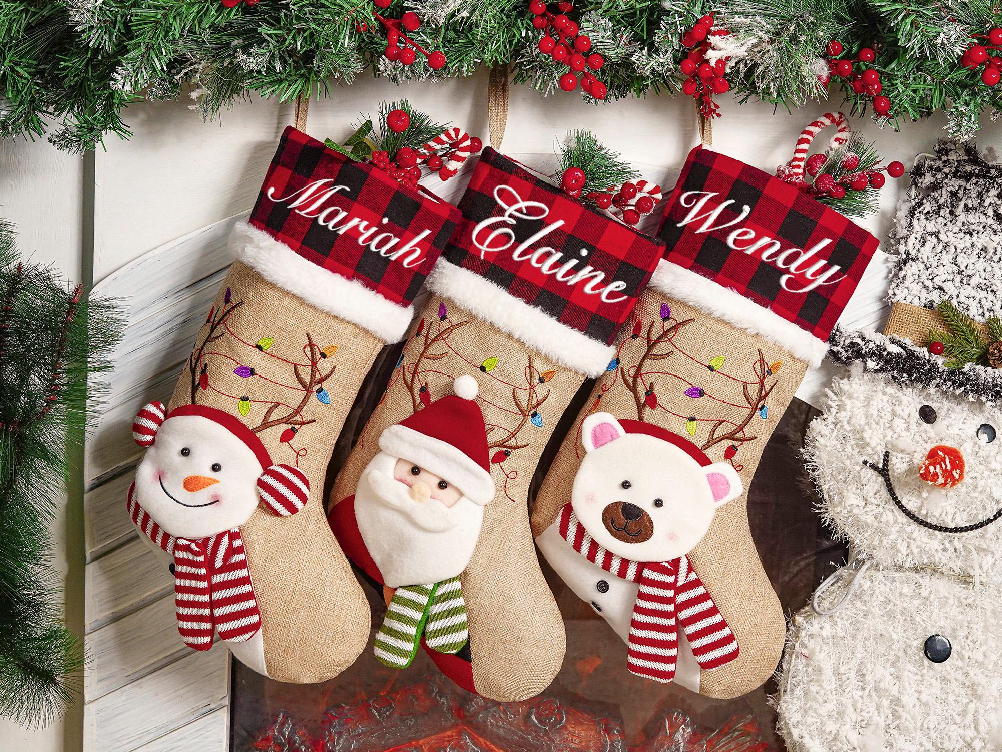 Personalized 3D Christmas Stockings, Custom Family Christmas Stockings, Holiday Decor, Embroidered Stockings With Name, Monogram Stocking