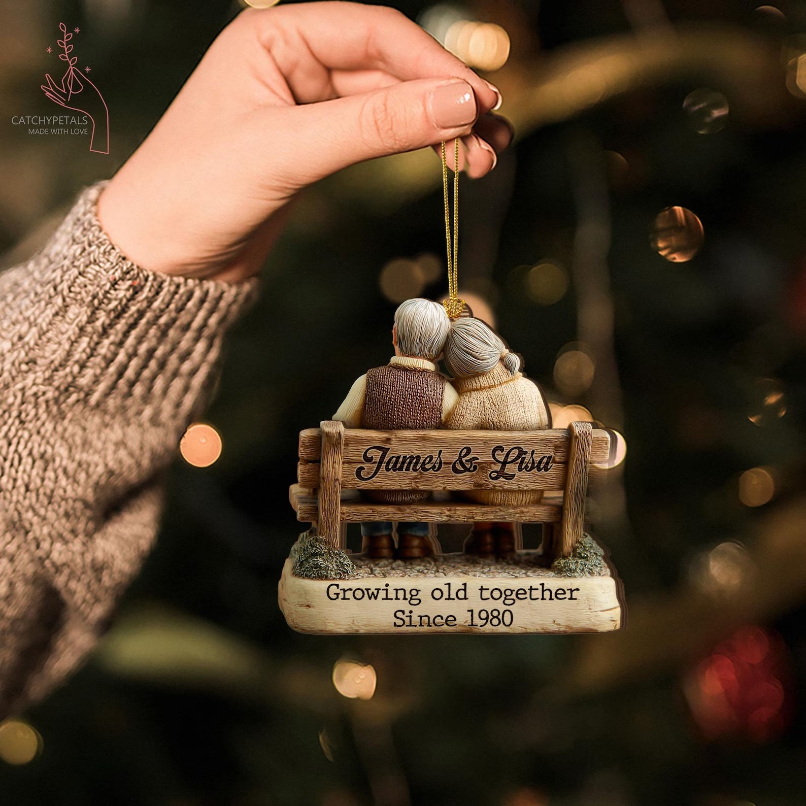 Growing Old Together Wooden Ornament, Anniversary Gift For Him, Gift For Parents, Grandparents Gift