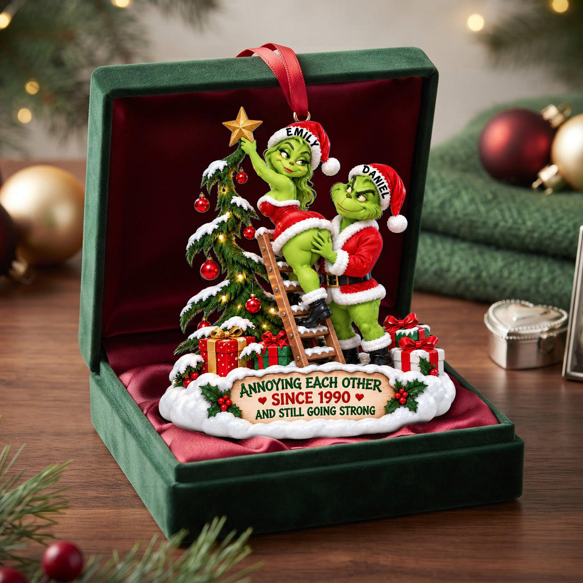 Personalized Grinch Christmas Ornament | Custom Name Gift