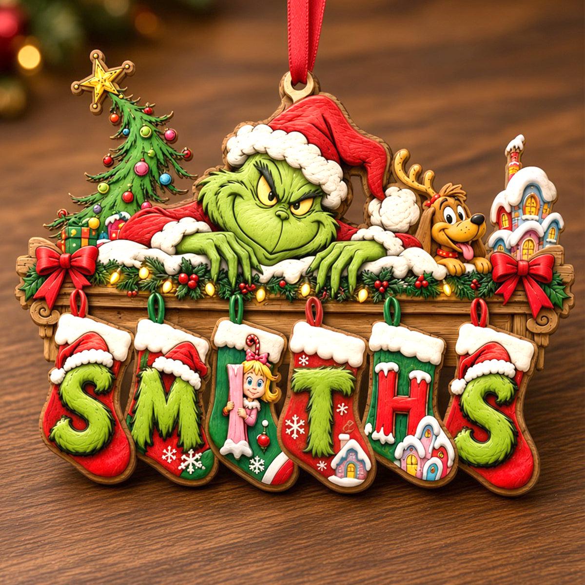 Personalized Grinch Name Ornament | Grinch Inspired Christmas Ornament | Holiday Tree Decor