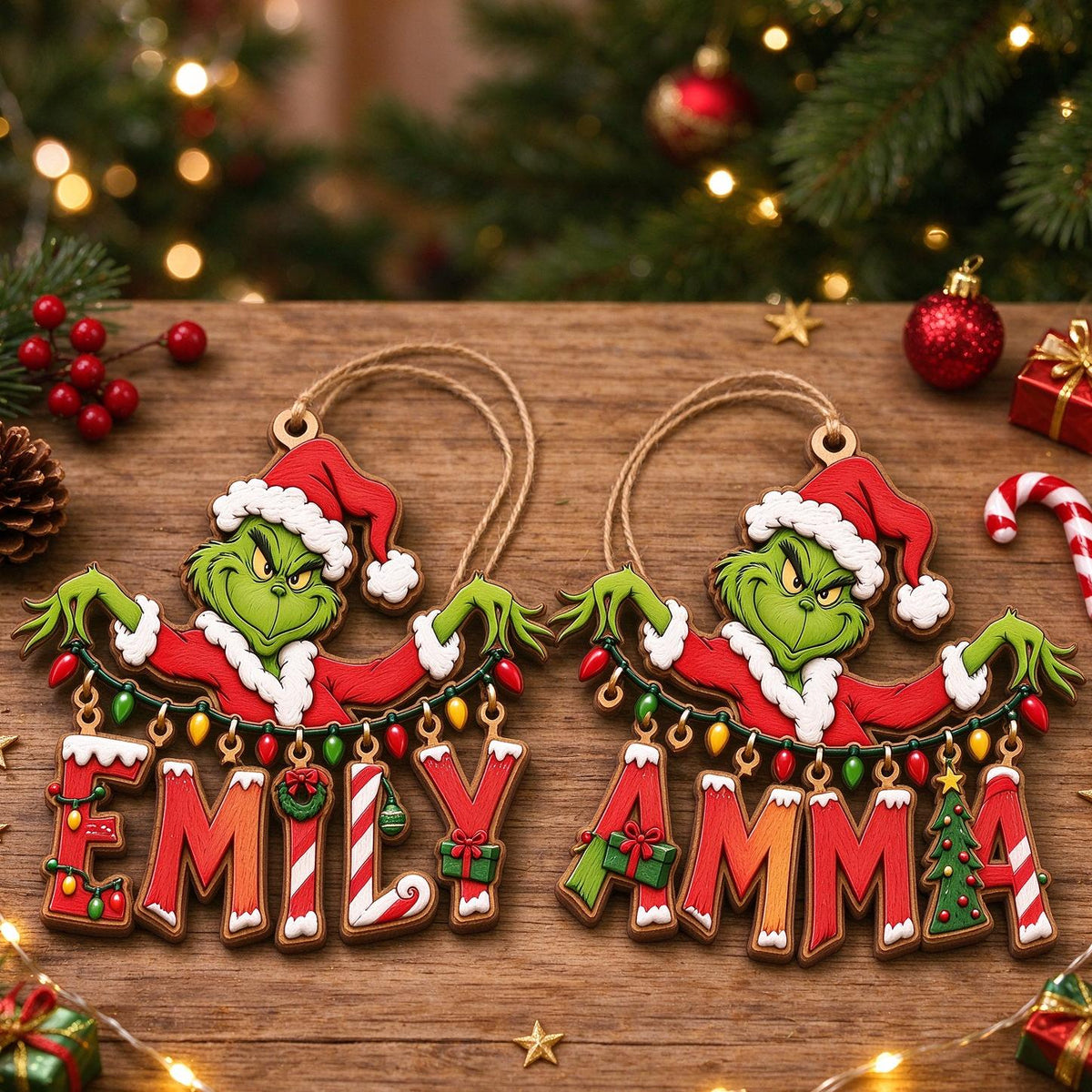 Personalized Grinch Name Ornament | Grinch Inspired Christmas Ornament | Holiday Tree Decor