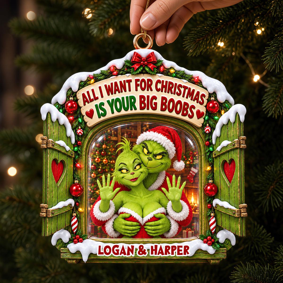 Personalized Grinch Christmas Ornament, Custom Name Gift