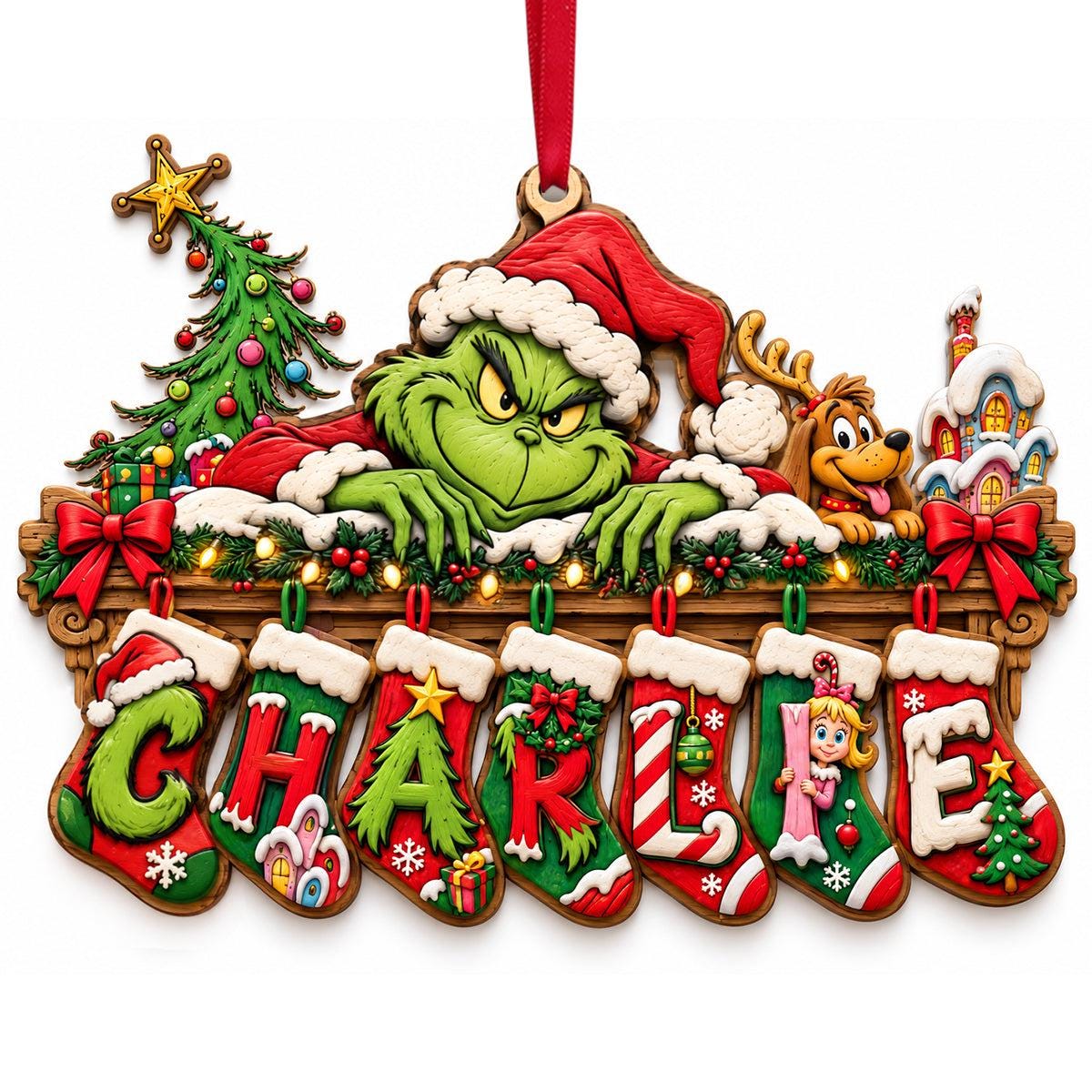Personalized Grinch Name Ornament | Grinch Inspired Christmas Ornament | Holiday Tree Decor