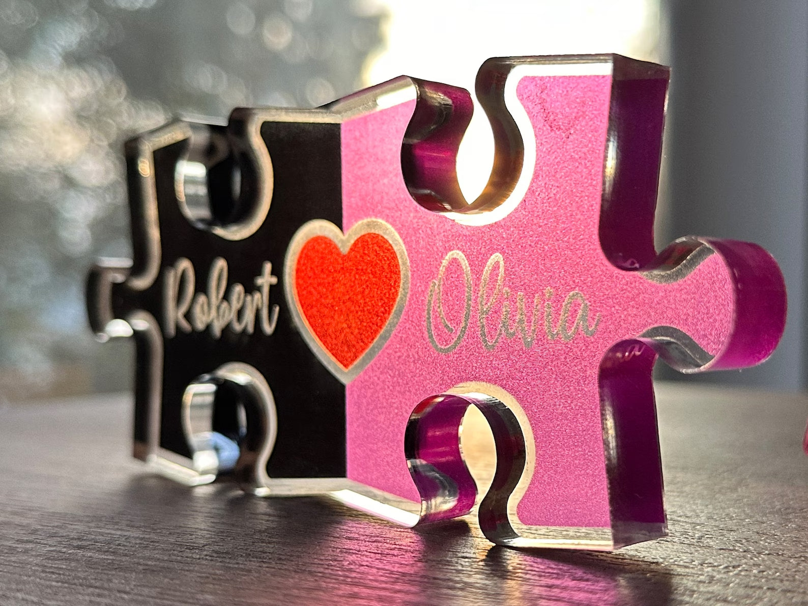 Puzzle Name Sign for Couples Christmas, Romantic Gift for Him Her, Personalized Love Keepsake