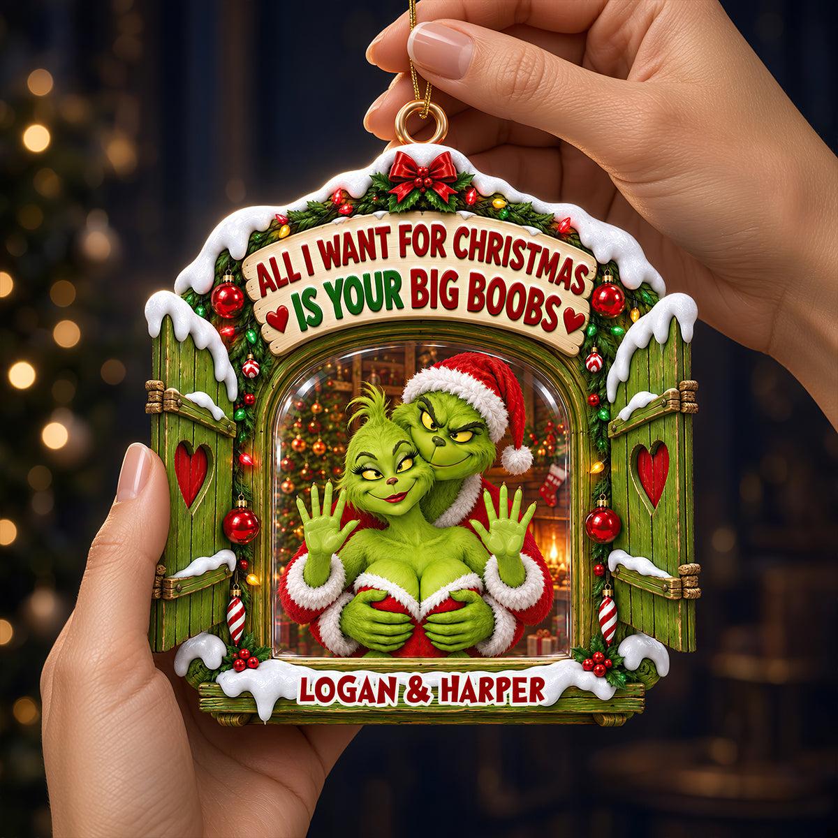 Personalized Grinch Christmas Ornament, Custom Name Gift