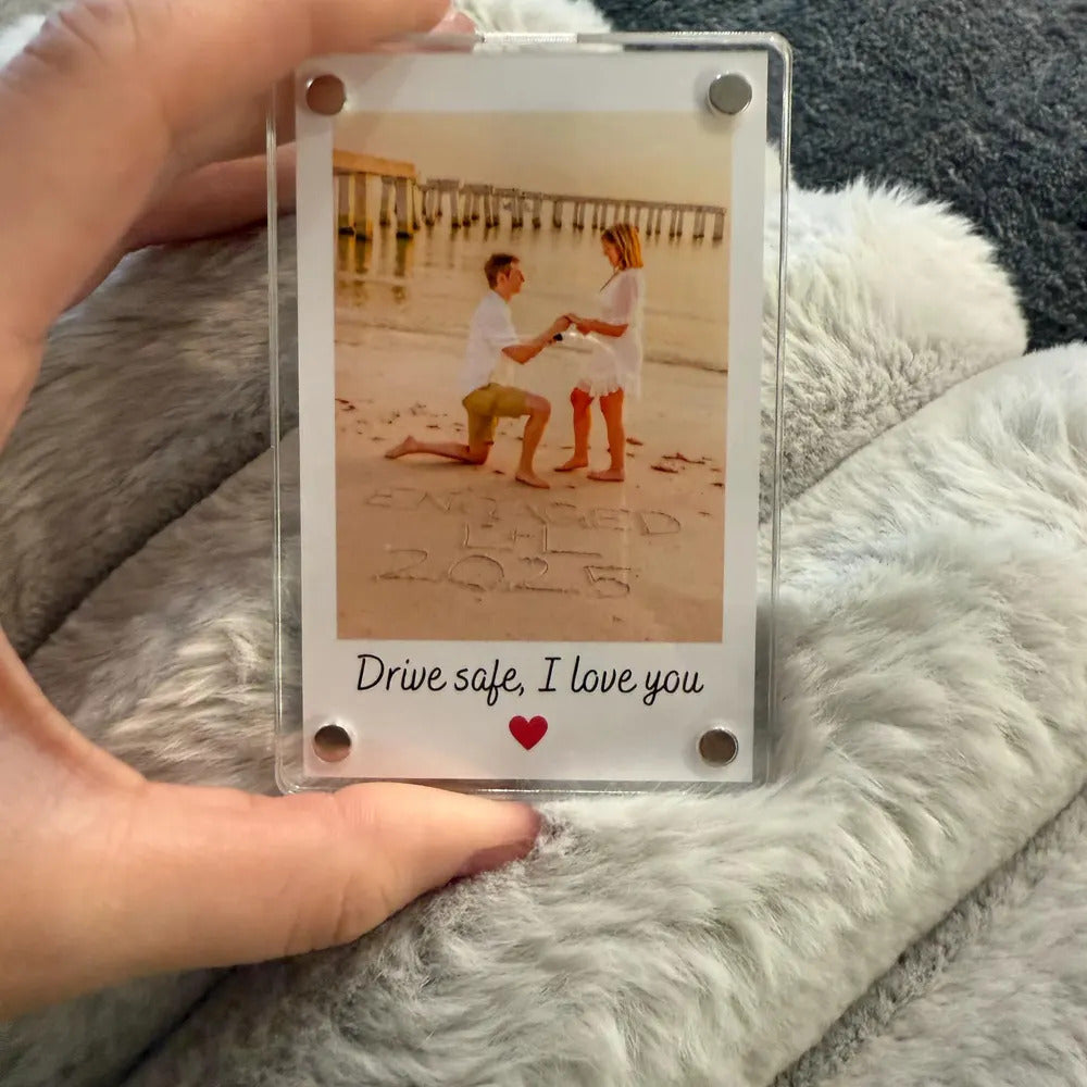 Custom Photo Car Visor Clip, Romantic Drive Safe Gift, Unique Couples Keepsake, Car Photo Frame