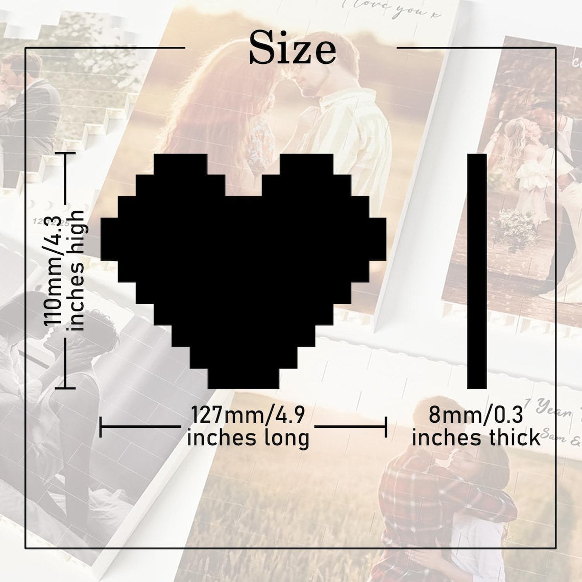 Heart Shaped Photo Blocks, Personalized Picture Building Block with Stand, Cute Gift for Couple