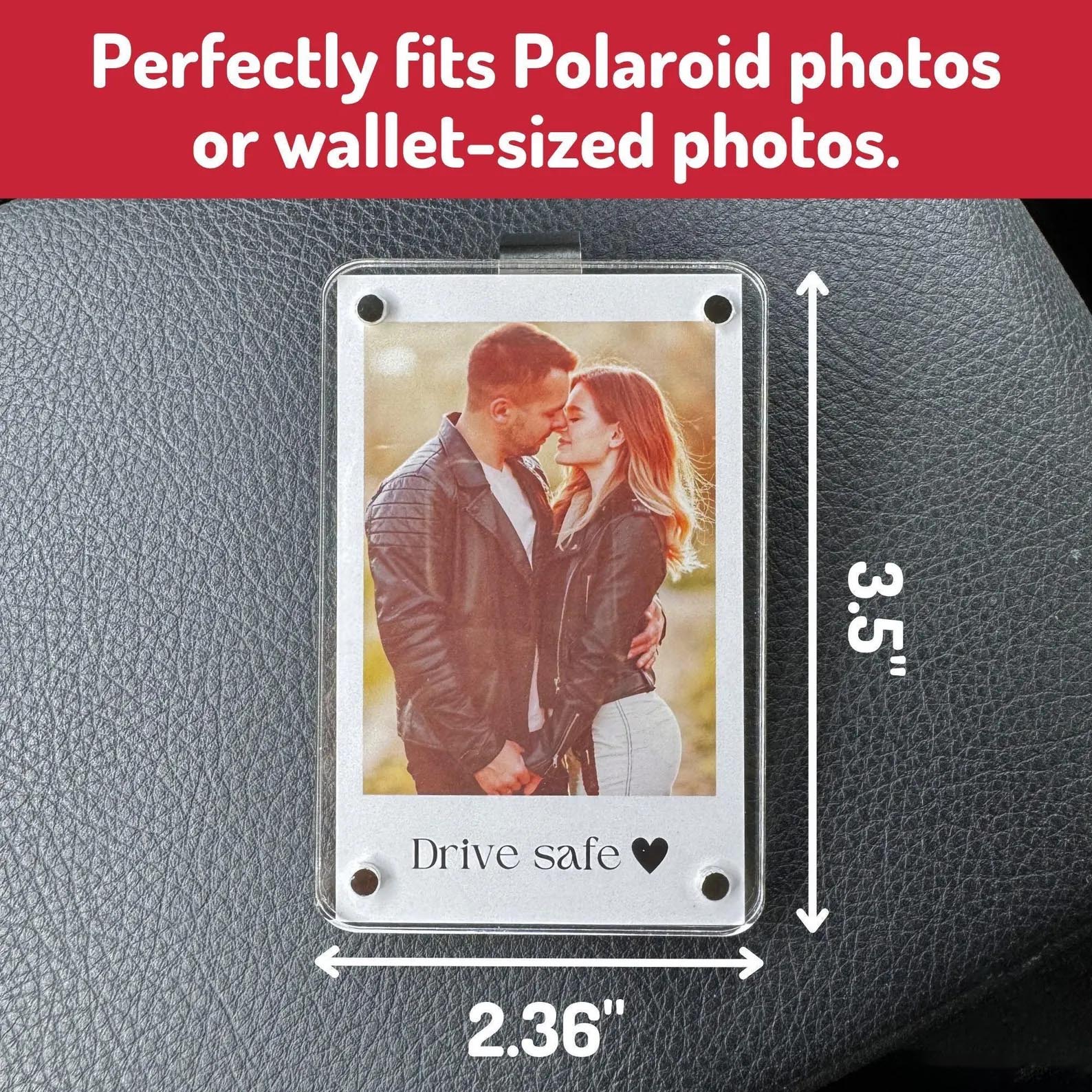 Custom Photo Car Visor Clip, Romantic Drive Safe Gift, Unique Couples Keepsake, Car Photo Frame