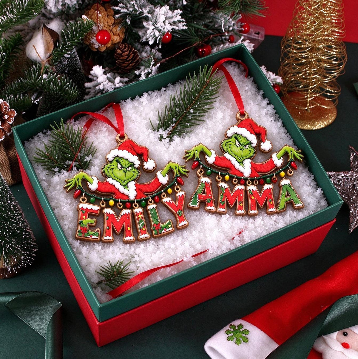 Personalized Grinch Name Ornament | Grinch Inspired Christmas Ornament | Holiday Tree Decor