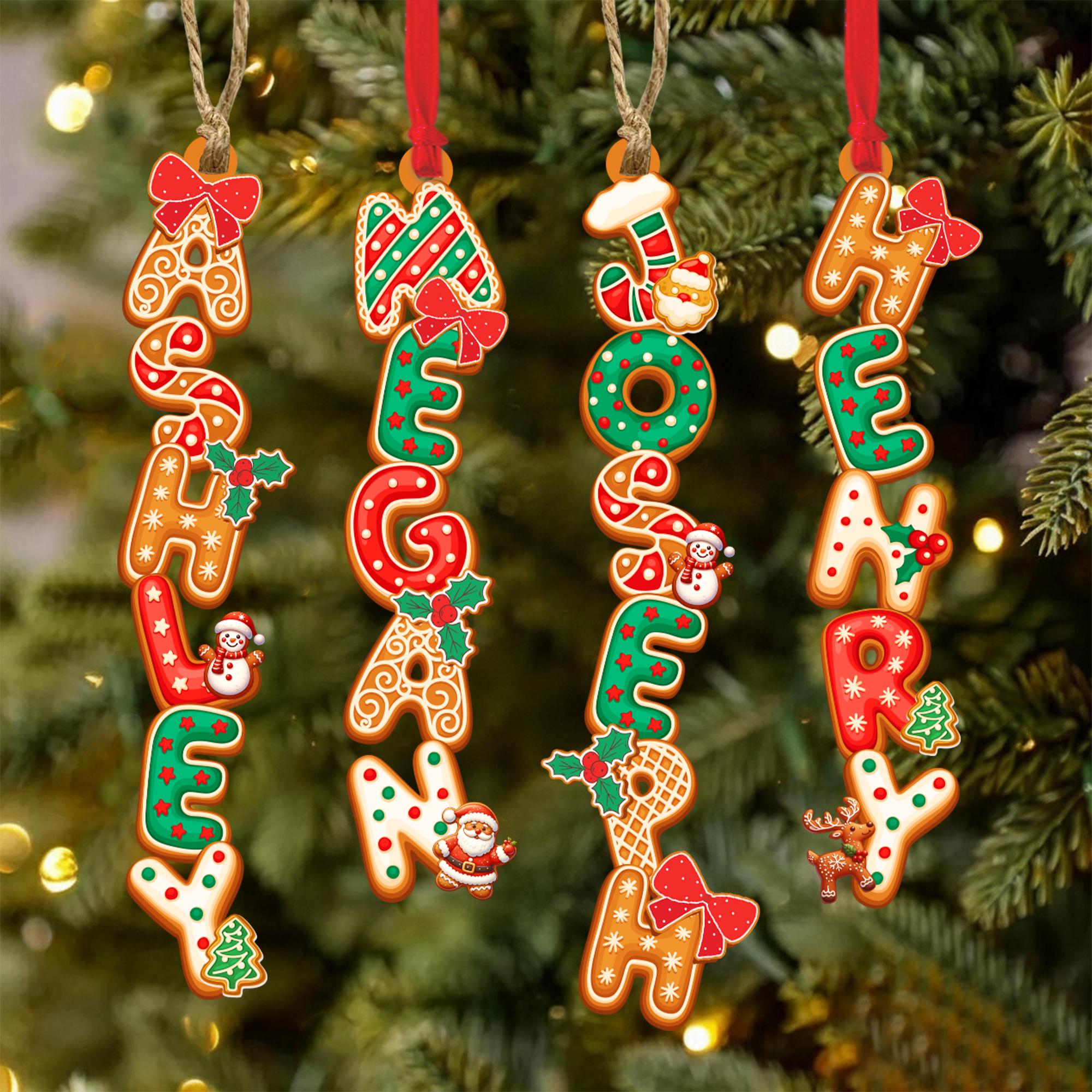 Personalized Gingerbread Letter Ornament: Custom Kids Name Ornament, Gingerbread Alphabet Ornament, Christmas Stocking Name Tags for Family