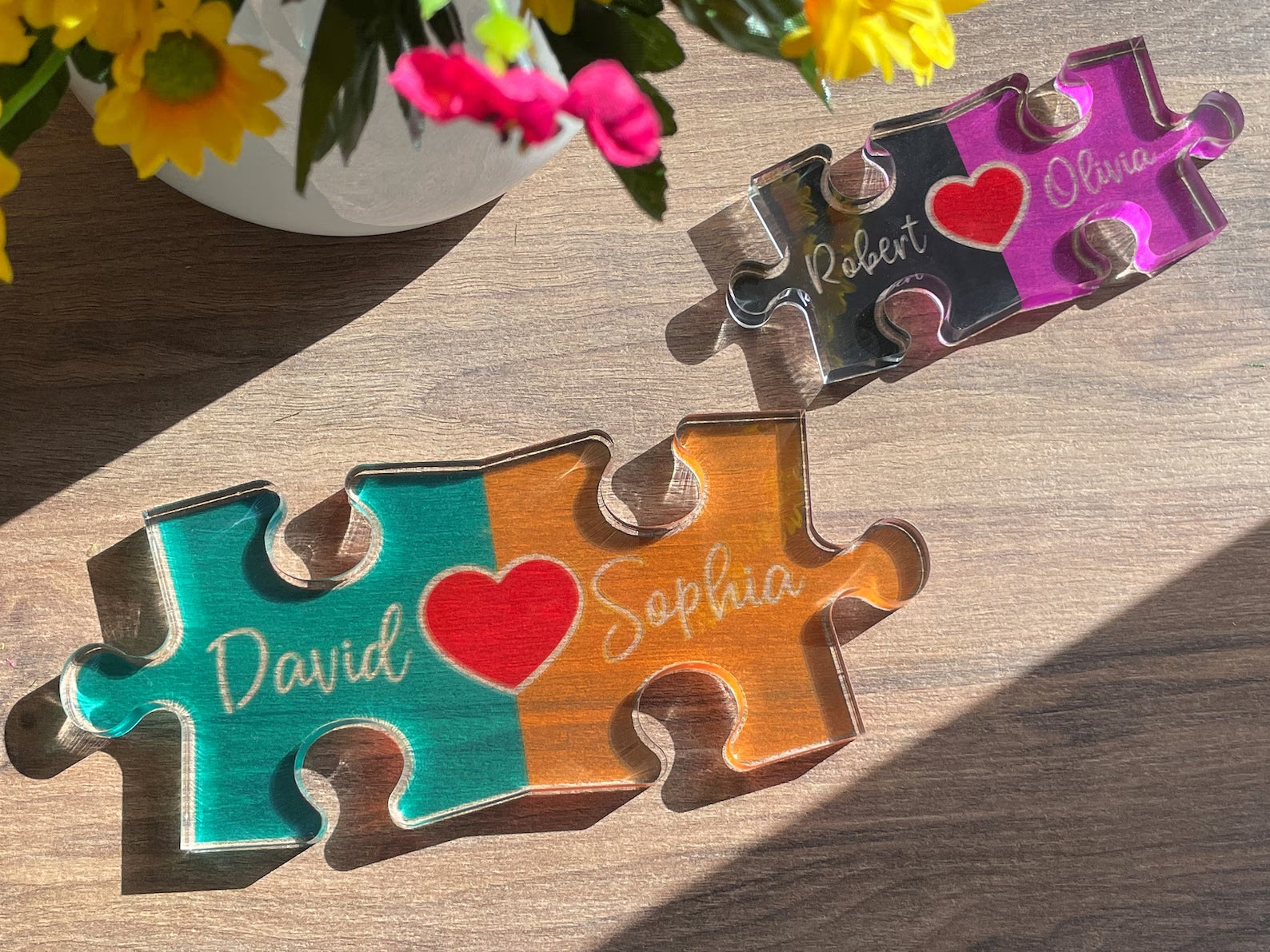 Puzzle Name Sign for Couples Christmas, Romantic Gift for Him Her, Personalized Love Keepsake