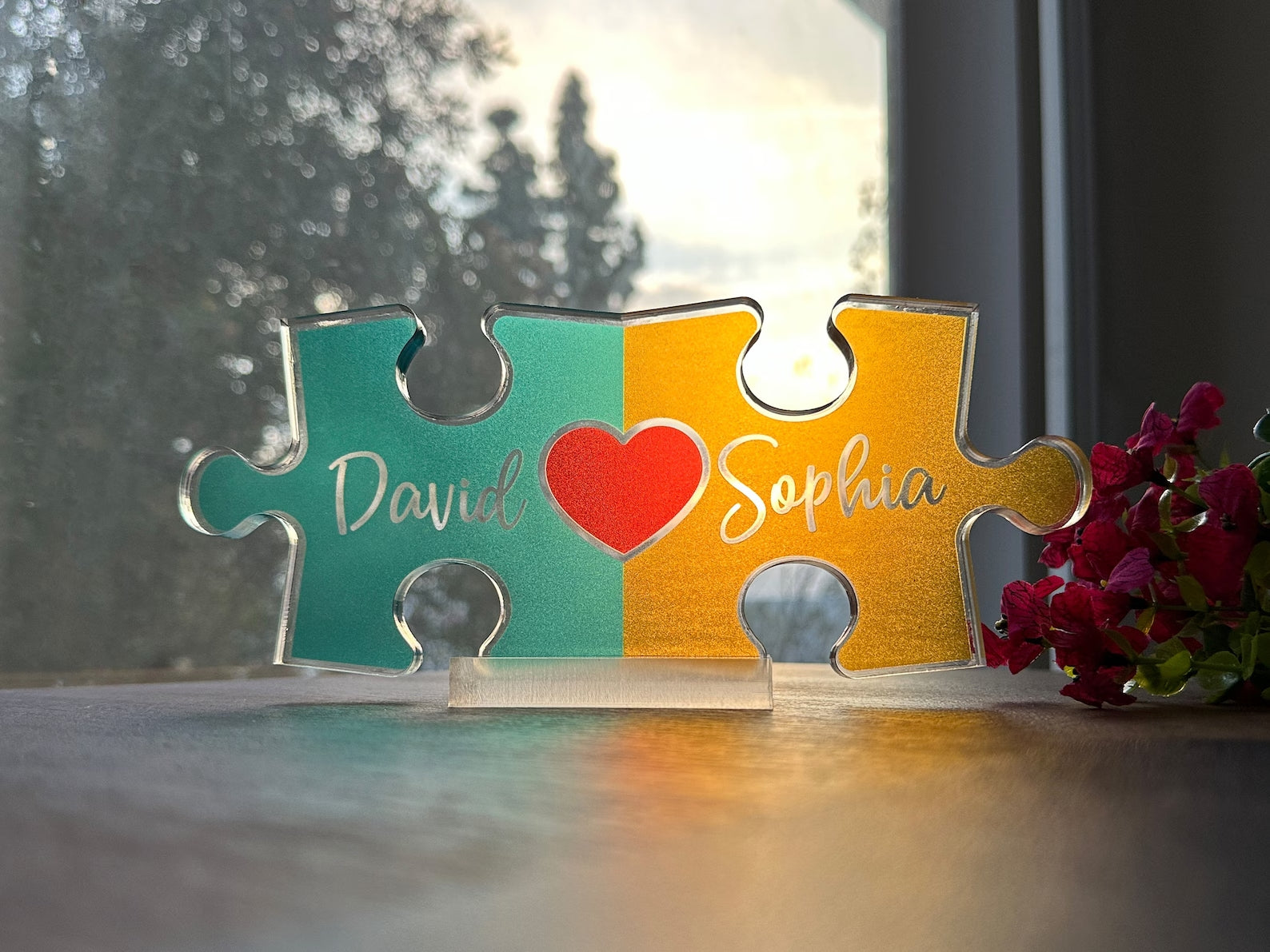 Puzzle Name Sign for Couples Christmas, Romantic Gift for Him Her, Personalized Love Keepsake