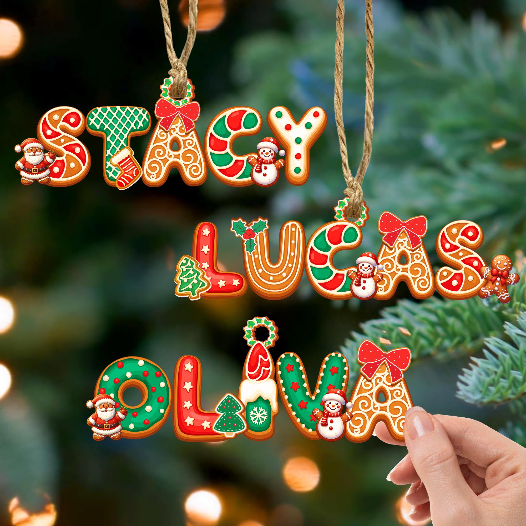 Personalized Gingerbread Letter Ornament: Custom Kids Name Ornament, Gingerbread Alphabet Ornament, Christmas Stocking Name Tags for Family