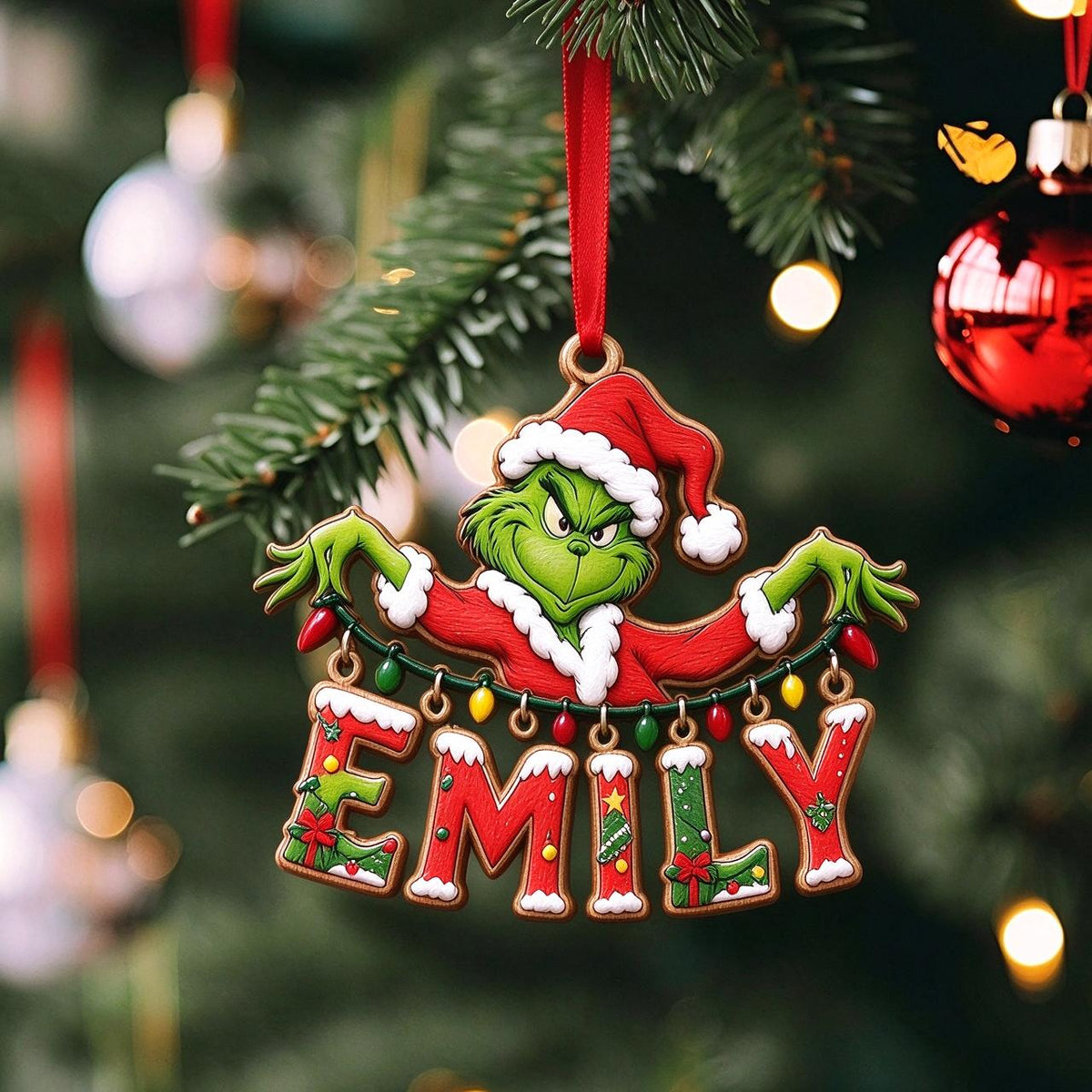 Personalized Grinch Name Ornament | Grinch Inspired Christmas Ornament | Holiday Tree Decor